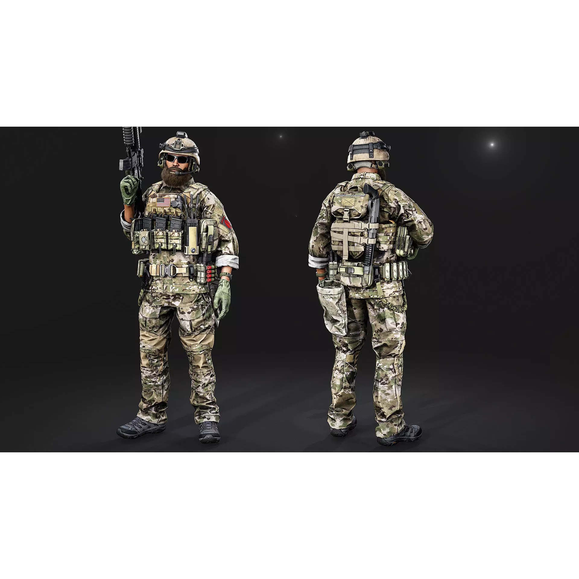 Modular US Special Forces Soldier - Low-Poly Game-Ready 3D Model - View 6