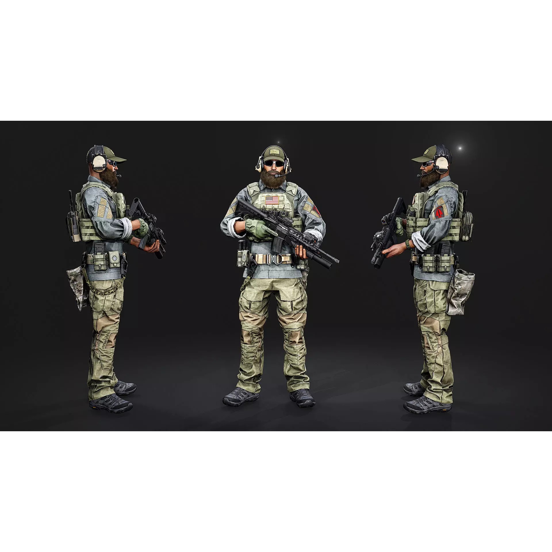 Modular US Special Forces Soldier - Low-Poly Game-Ready 3D Model - View 7