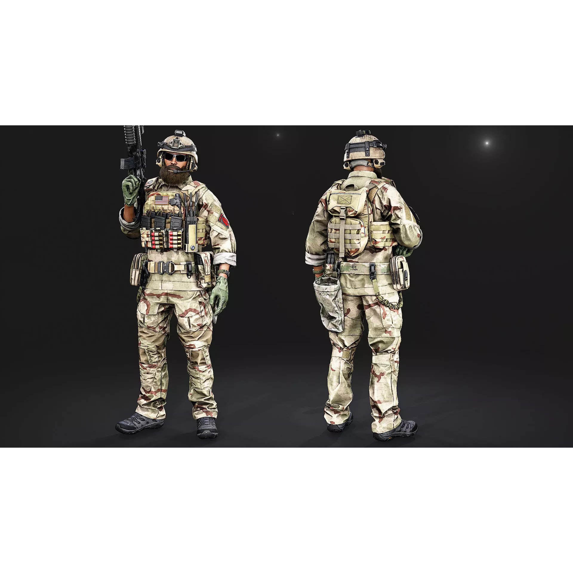 Modular US Special Forces Soldier - Low-Poly Game-Ready 3D Model - View 8