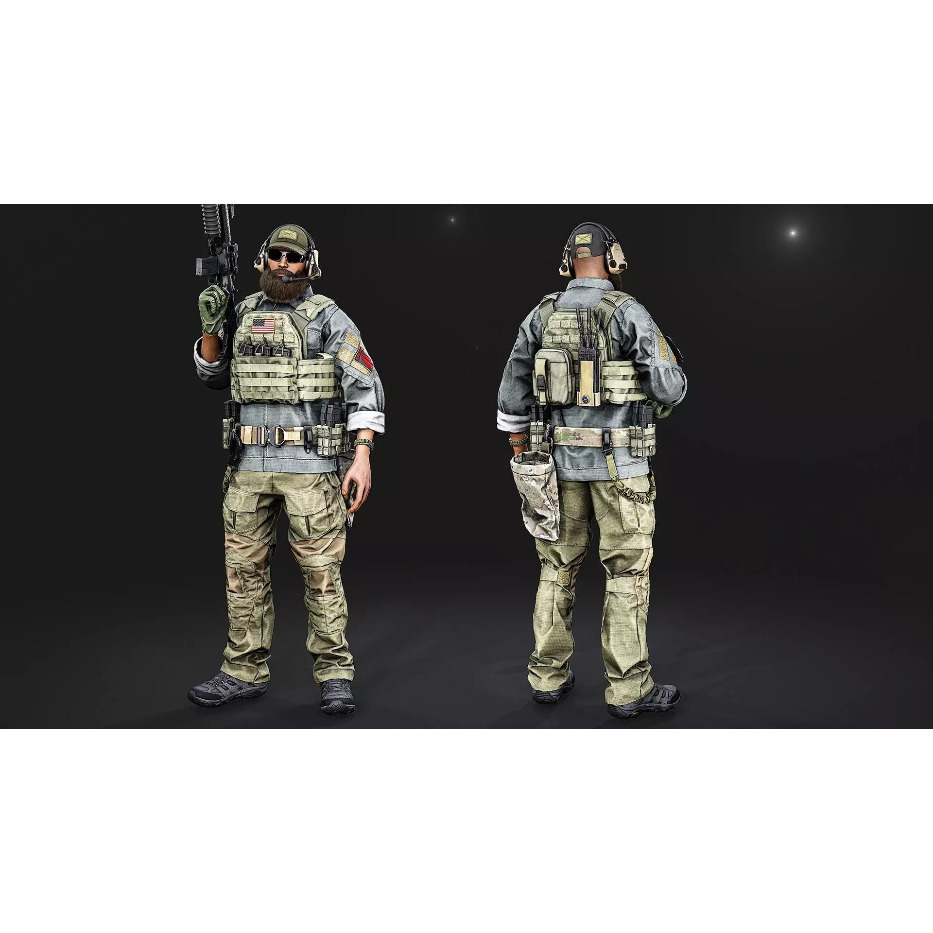 Modular US Special Forces Soldier - Low-Poly Game-Ready 3D Model - View 9