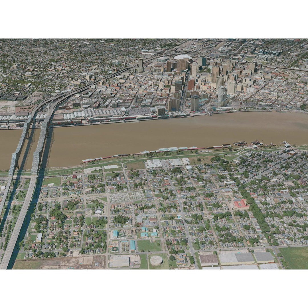 New Orleans City 3D Model – High-Detail Urban Landscape, PBR Textures