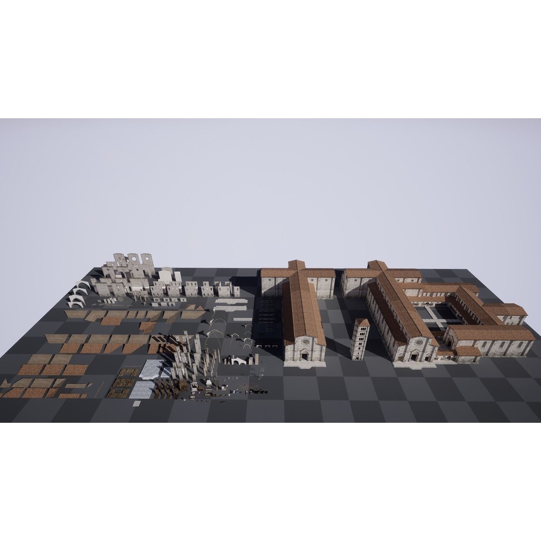 Medieval Church 3D Model – Low Poly Modular Architecture, PBR Textures