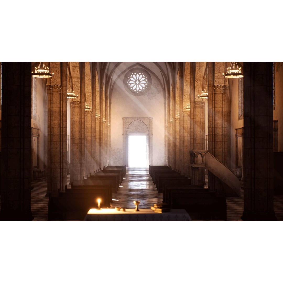 Medieval Church 3D Model – Low Poly Modular Architecture, PBR Textures - View 10