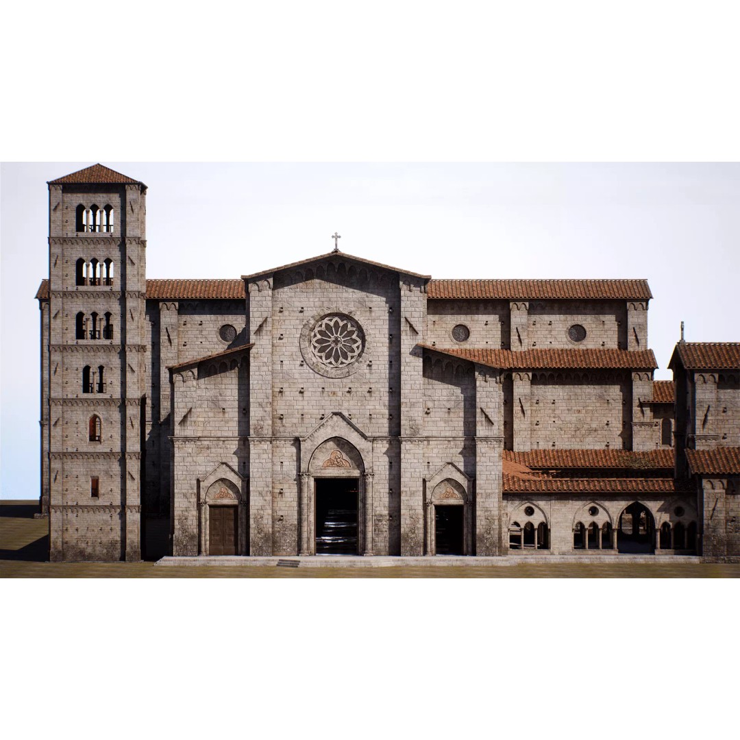 Medieval Church 3D Model – Low Poly Modular Architecture, PBR Textures - View 2