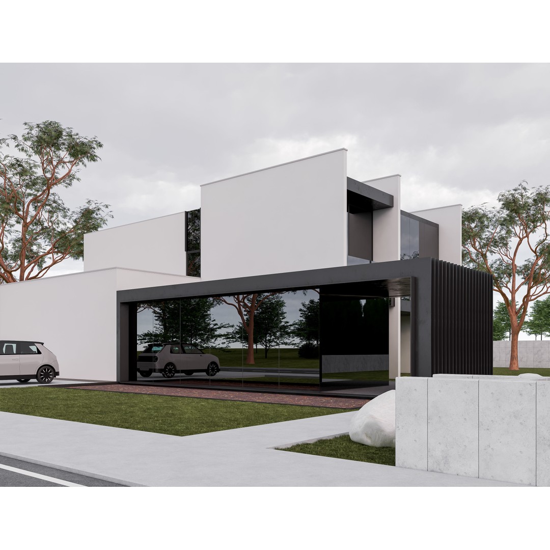Family House 3D Model – Low Poly Parametric Revit Design, FBX - View 3