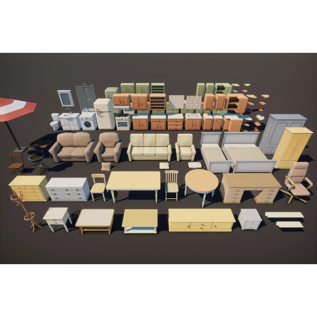 Stylized Cartoon House 3D Model – Low Poly Game Asset, FBX - View 17