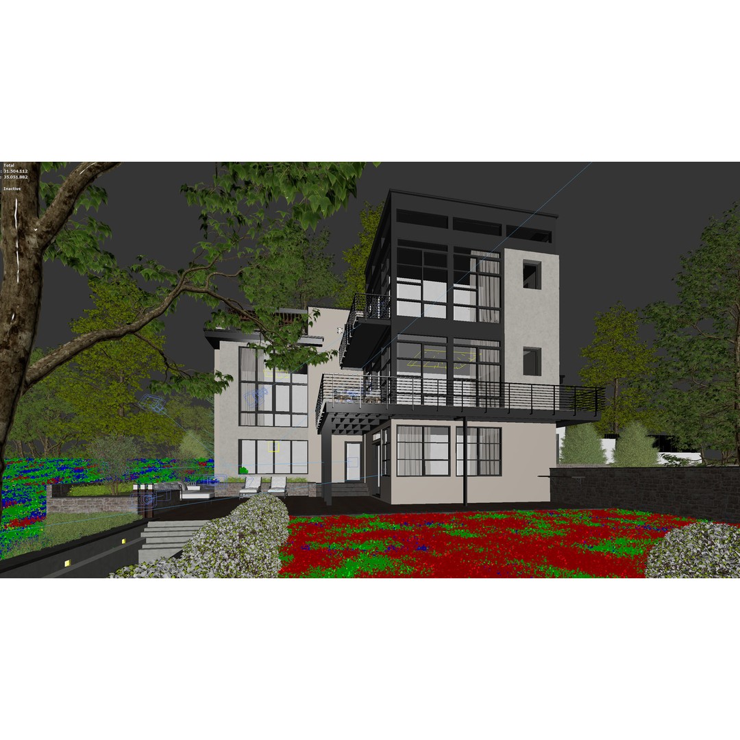Lakefront House 3D Model – Detailed Architectural Visualization, FBX, OBJ