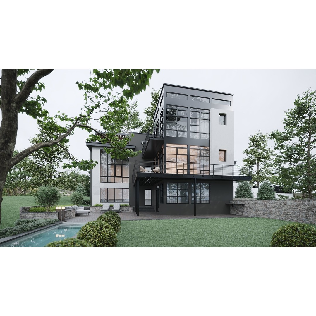 Lakefront House 3D Model – Detailed Architectural Visualization, FBX, OBJ - View 4