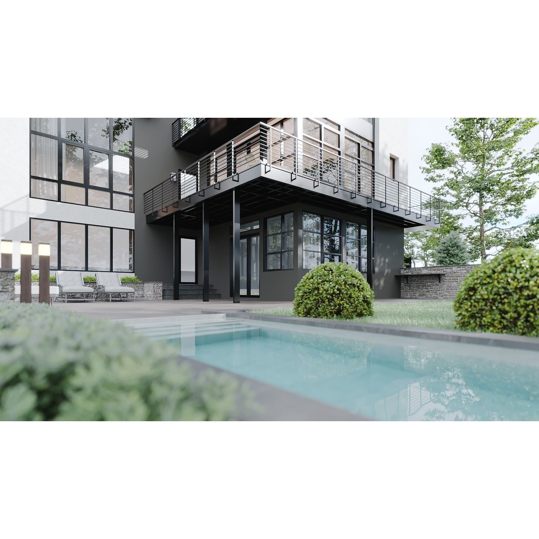 Lakefront House 3D Model – Detailed Architectural Visualization, FBX, OBJ - View 7
