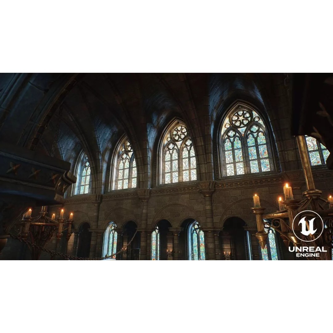 Modular Cathedral 3D Model – Low Poly Gothic Environment Asset, FBX - View 11