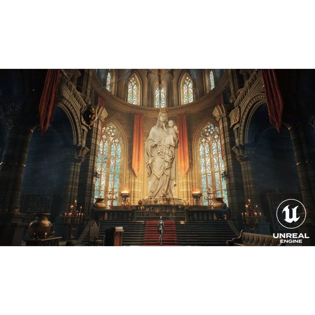 Modular Cathedral 3D Model – Low Poly Gothic Environment Asset, FBX - View 3