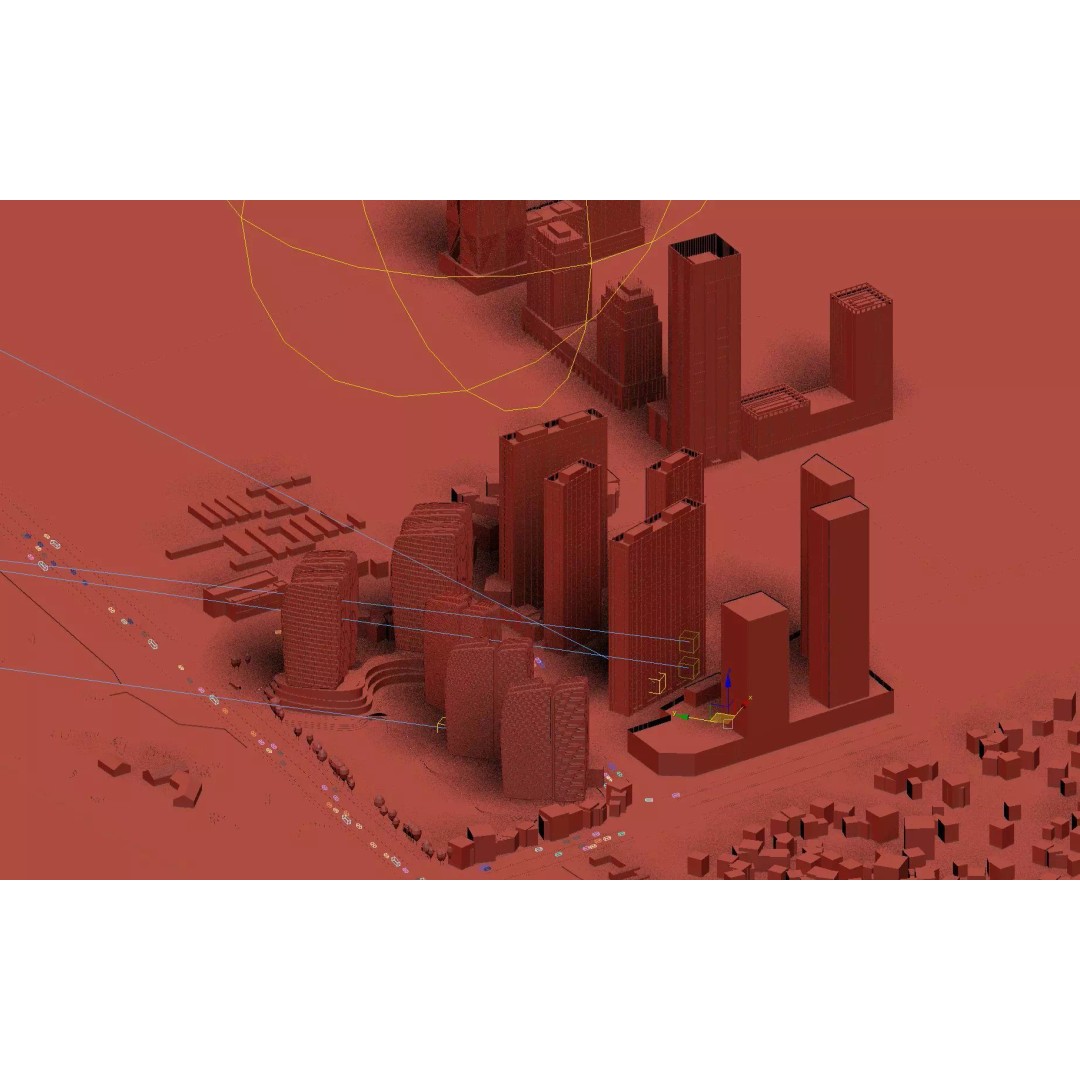 Sunset Waterfront Skyline 3D Model – Modern Glass Towers, PBR Textures