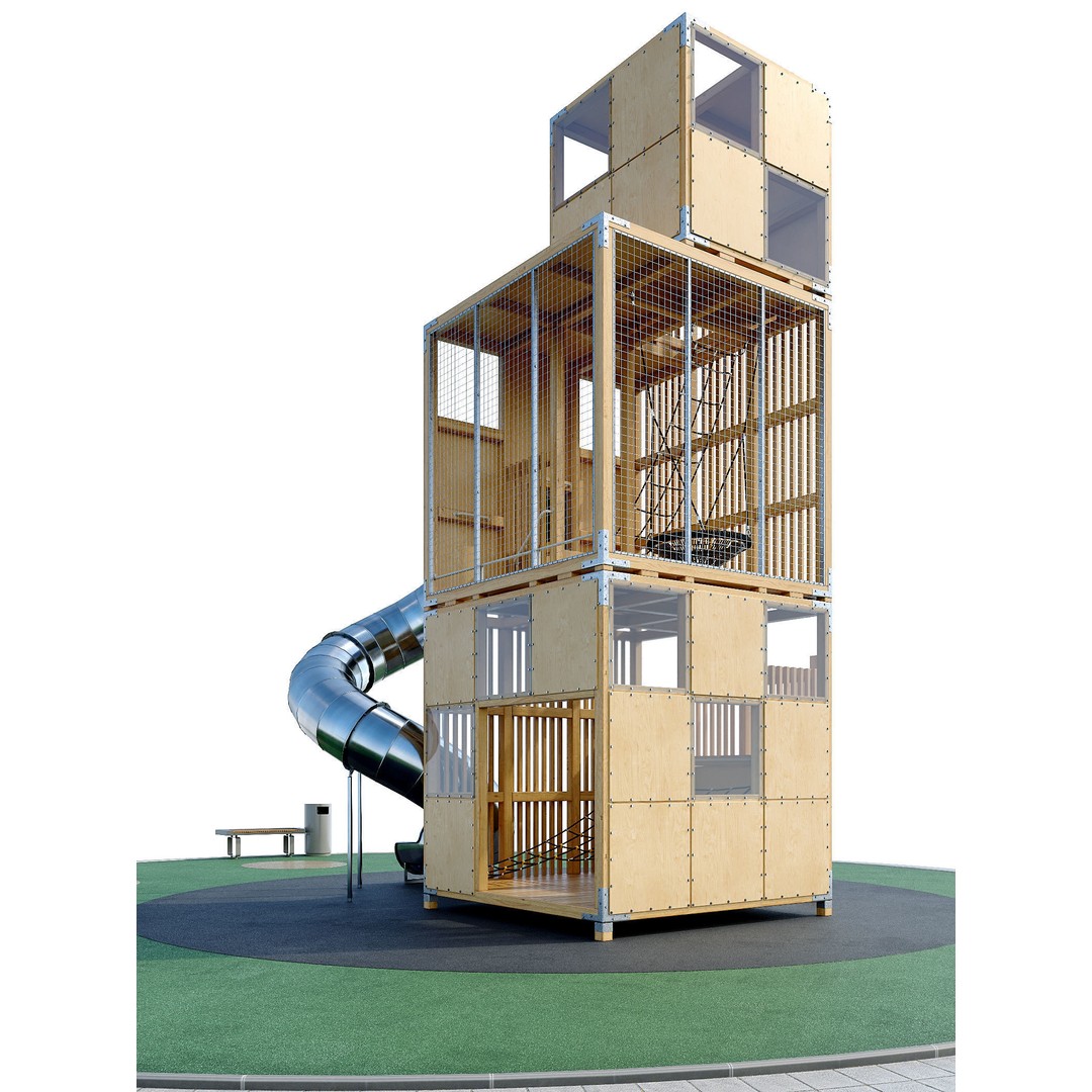 Children's Play Complex Tower 3D Model – High-Quality Game Asset, FBX, OBJ - View 11