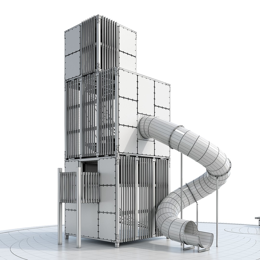 Children's Play Complex Tower 3D Model – High-Quality Game Asset, FBX, OBJ - View 13