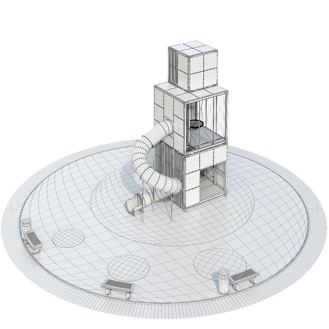 Children's Play Complex Tower 3D Model – High-Quality Game Asset, FBX, OBJ - View 17