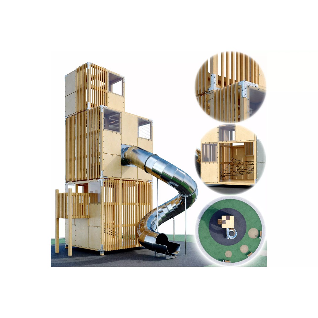 Children's Play Complex Tower 3D Model – High-Quality Game Asset, FBX, OBJ - View 2