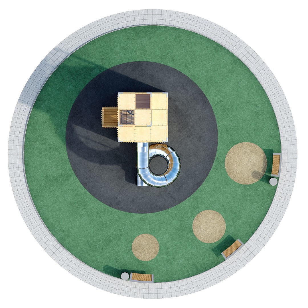 Children's Play Complex Tower 3D Model – High-Quality Game Asset, FBX, OBJ - View 5