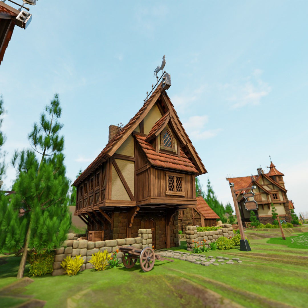 Medieval Building 3D Model – Stylized Low-Poly Game Asset, FBX - View 11