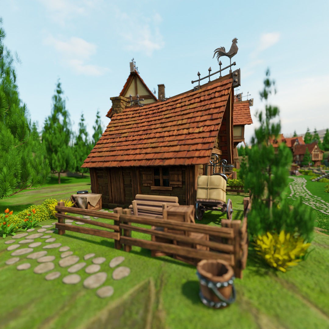 Medieval Building 3D Model – Stylized Low-Poly Game Asset, FBX - View 12