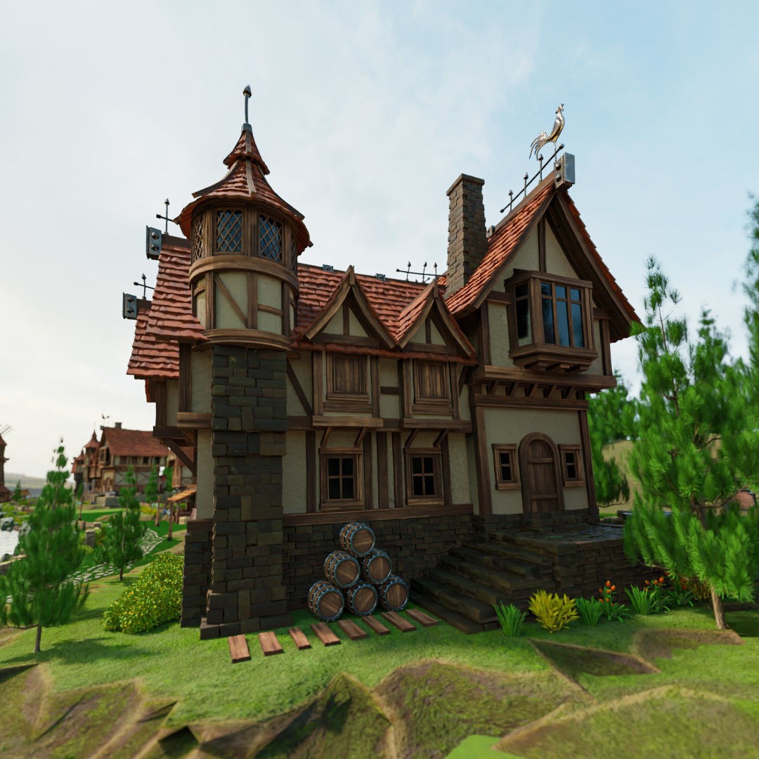 Medieval Building 3D Model – Stylized Low-Poly Game Asset, FBX - View 15