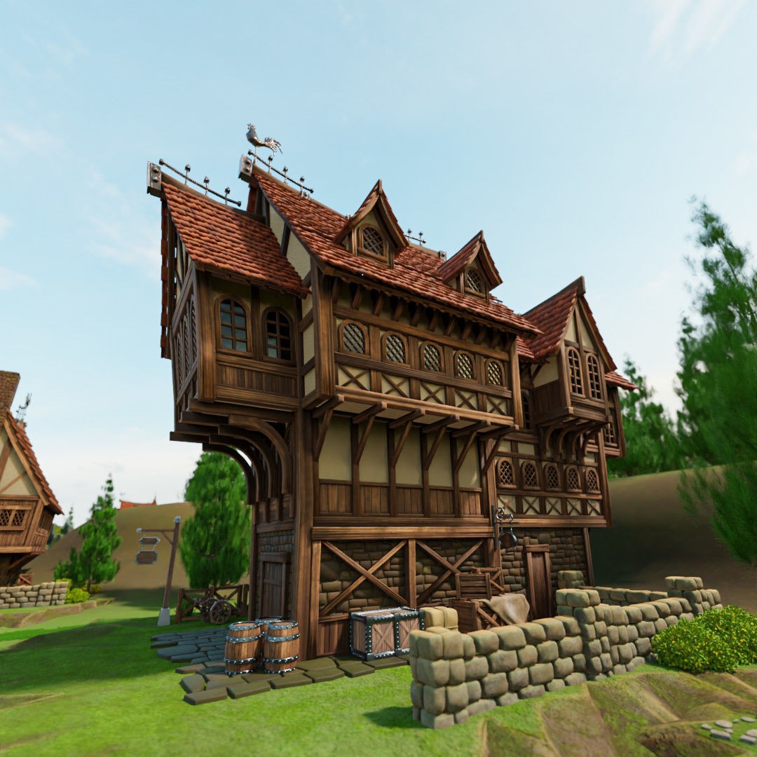 Medieval Building 3D Model – Stylized Low-Poly Game Asset, FBX - View 16