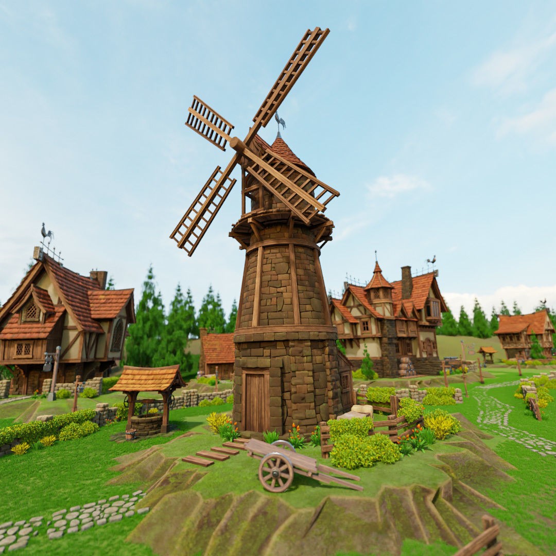 Medieval Building 3D Model – Stylized Low-Poly Game Asset, FBX - View 20