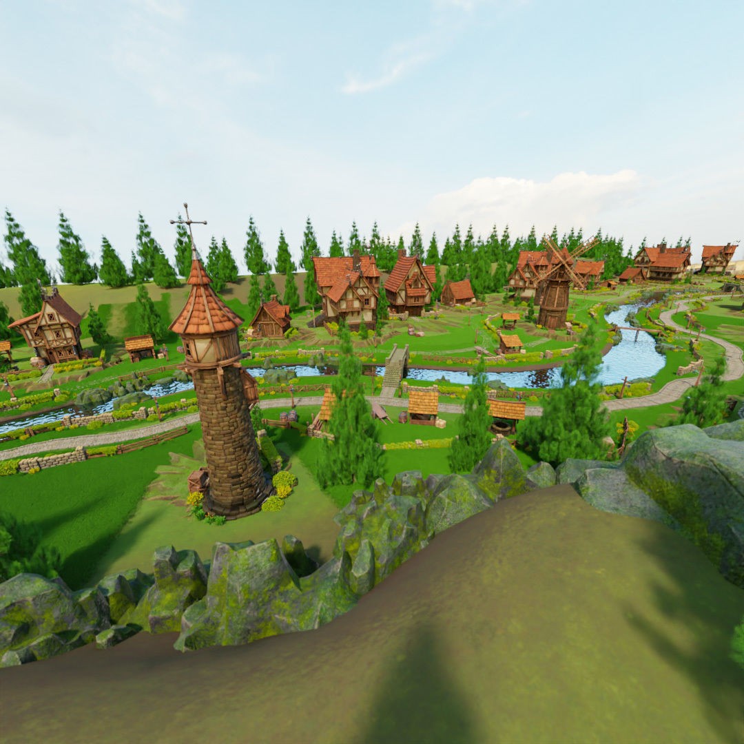 Medieval Building 3D Model – Stylized Low-Poly Game Asset, FBX - View 25