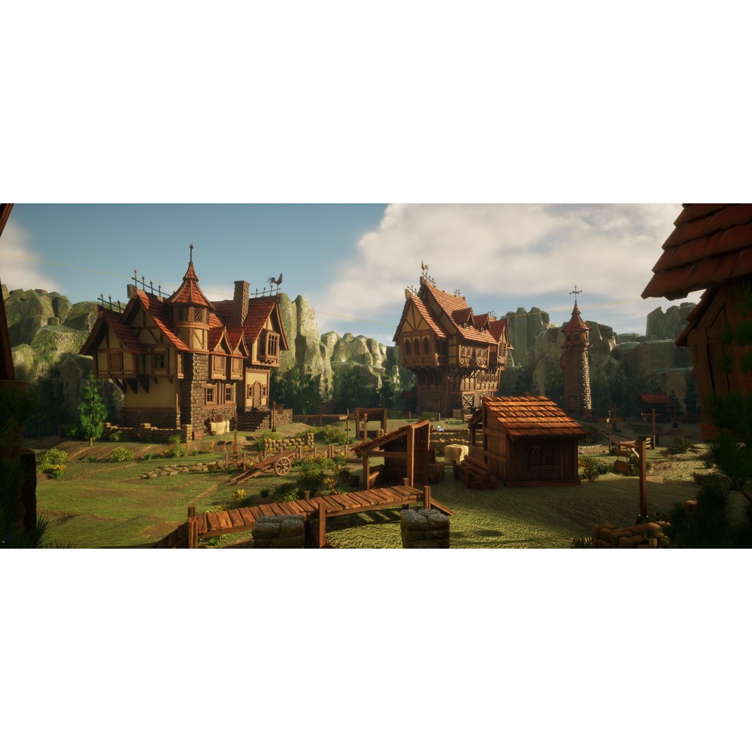 Medieval Building 3D Model – Stylized Low-Poly Game Asset, FBX - View 3