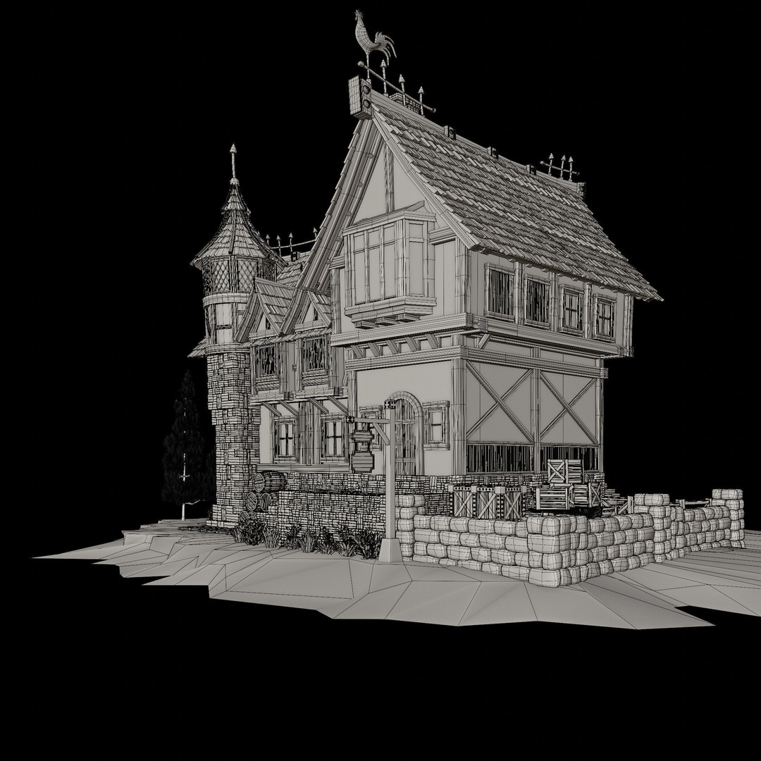 Medieval Building 3D Model – Stylized Low-Poly Game Asset, FBX - View 39