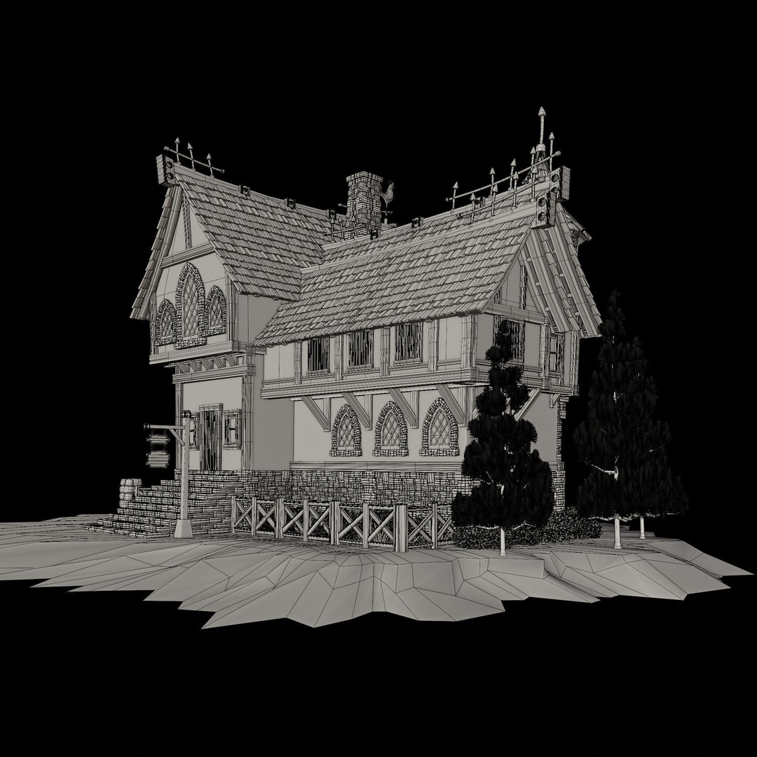 Medieval Building 3D Model – Stylized Low-Poly Game Asset, FBX - View 40