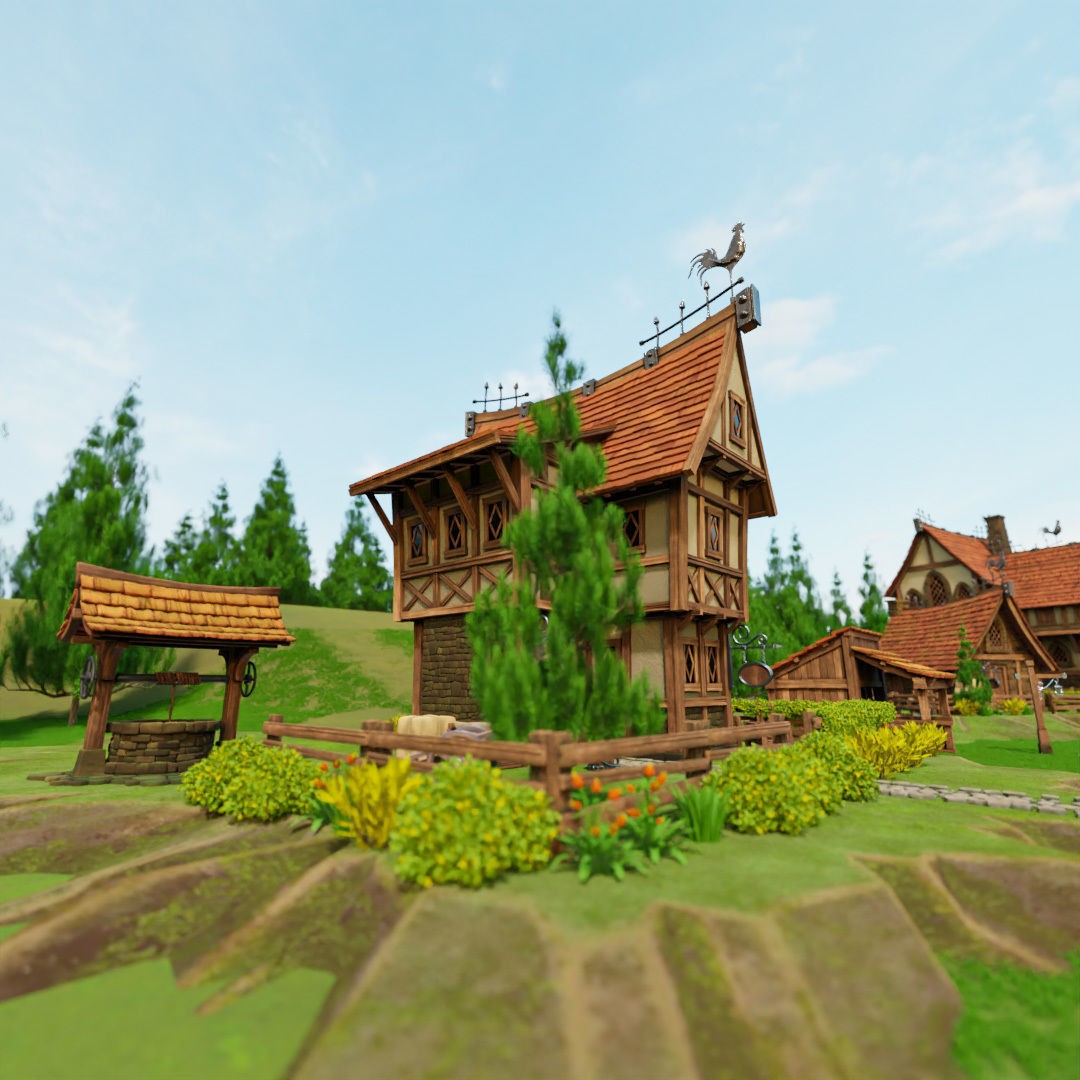 Medieval Building 3D Model – Stylized Low-Poly Game Asset, FBX - View 8