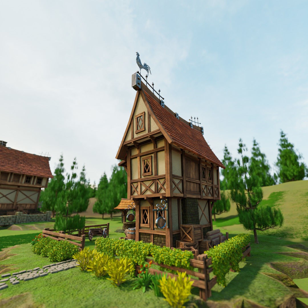 Medieval Building 3D Model – Stylized Low-Poly Game Asset, FBX - View 9