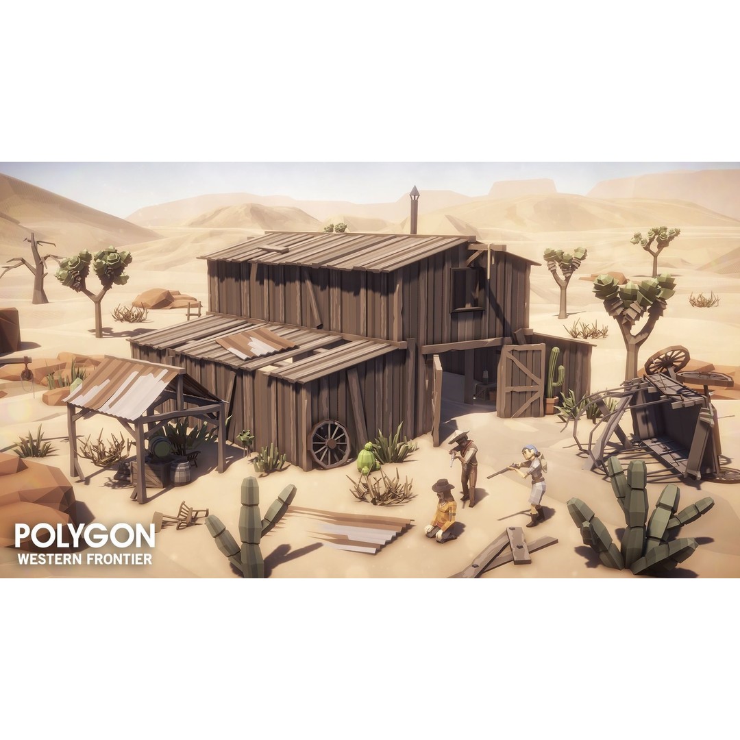 Western Frontier 3D Model – Low Poly Game Asset, FBX, PBR Textures - View 14