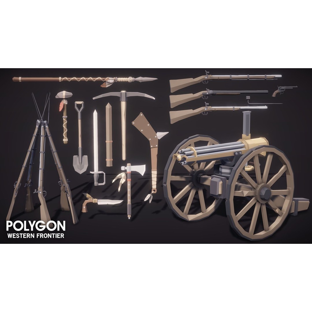 Western Frontier 3D Model – Low Poly Game Asset, FBX, PBR Textures - View 20