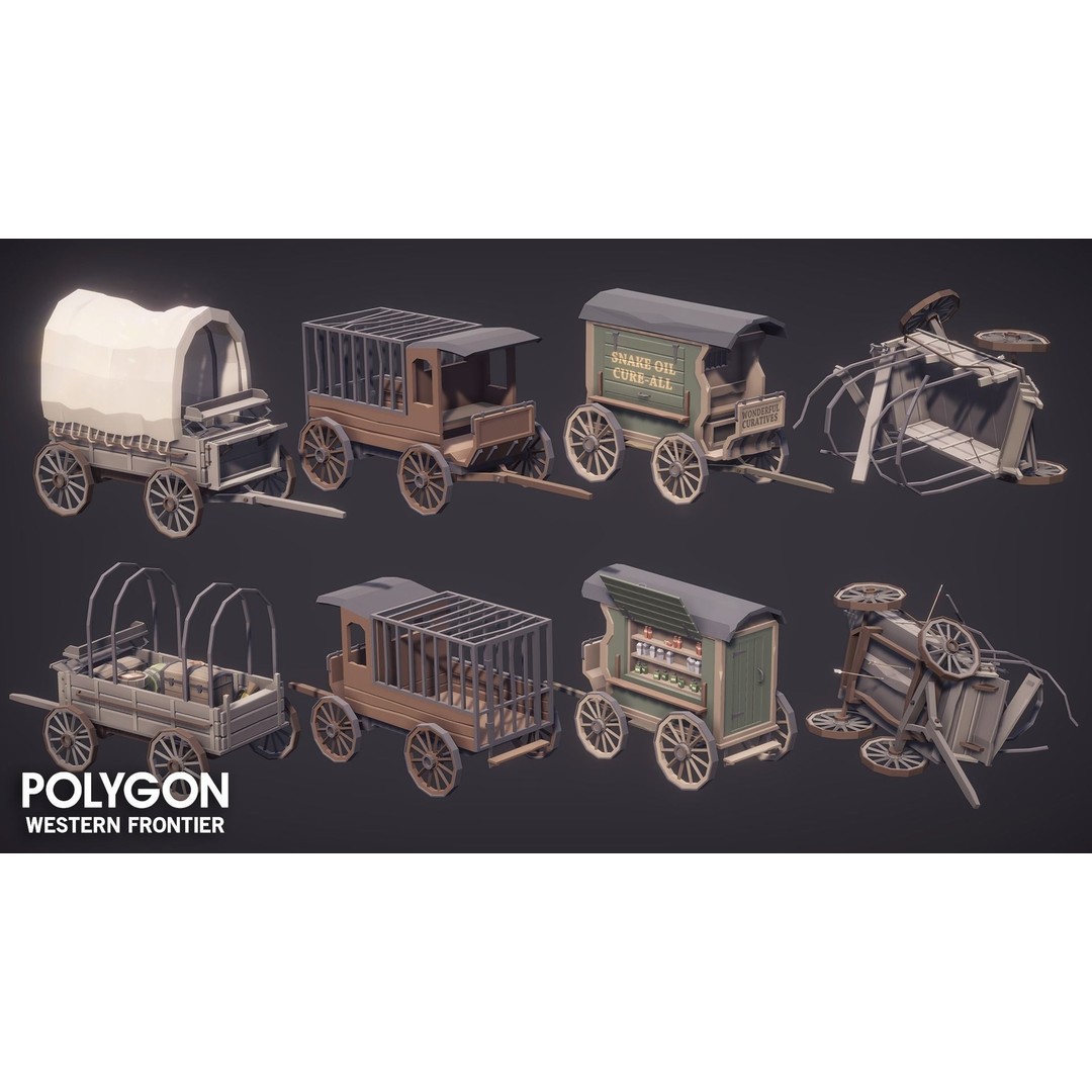 Western Frontier 3D Model – Low Poly Game Asset, FBX, PBR Textures - View 21
