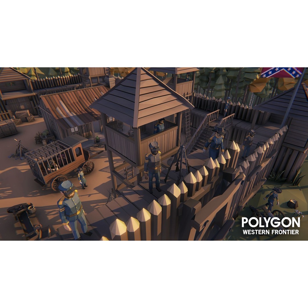 Western Frontier 3D Model – Low Poly Game Asset, FBX, PBR Textures - View 4