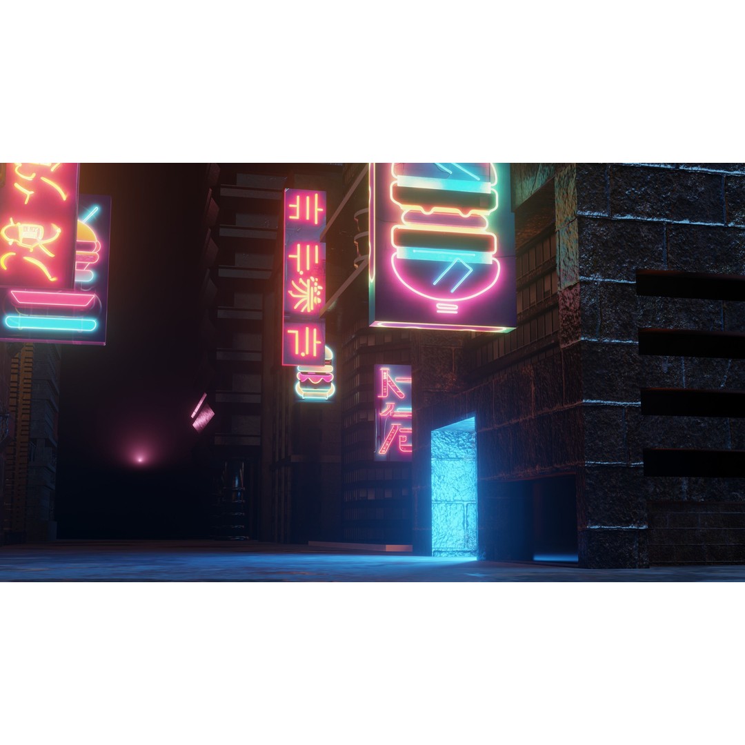 Neon Signs 3D Model – Low Poly Japanese Light Pack, FBX - View 10