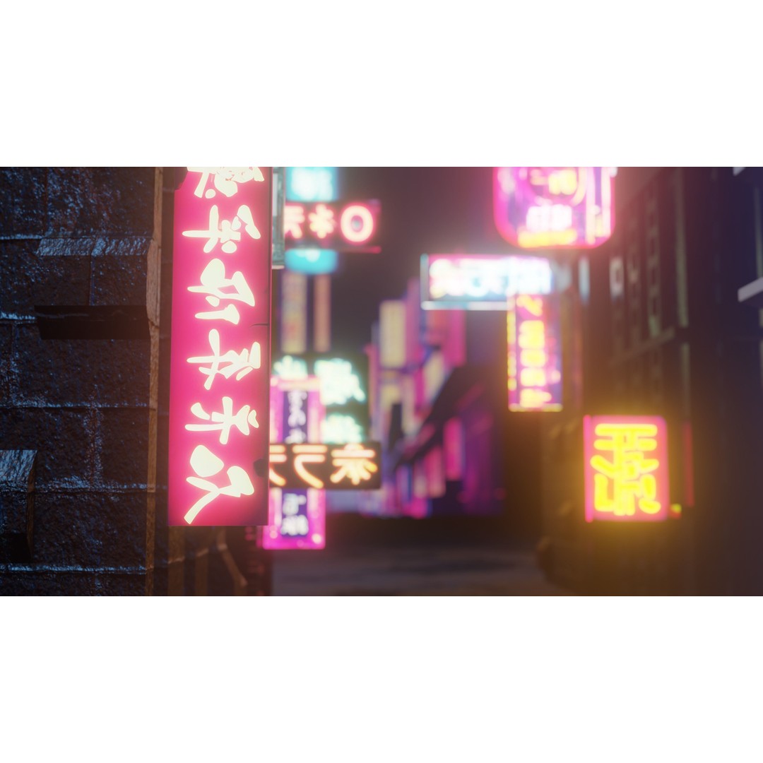 Neon Signs 3D Model – Low Poly Japanese Light Pack, FBX - View 12