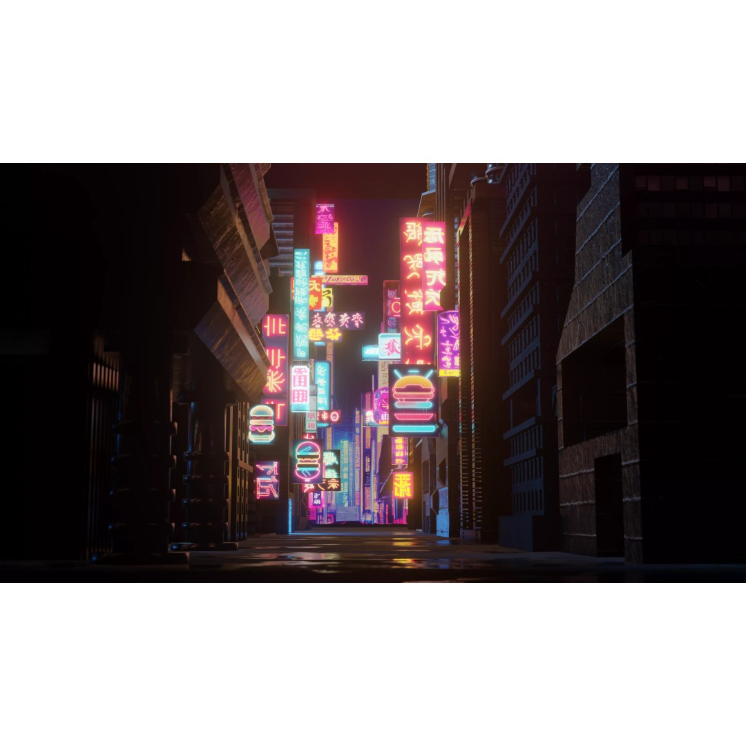 Neon Signs 3D Model – Low Poly Japanese Light Pack, FBX - View 2