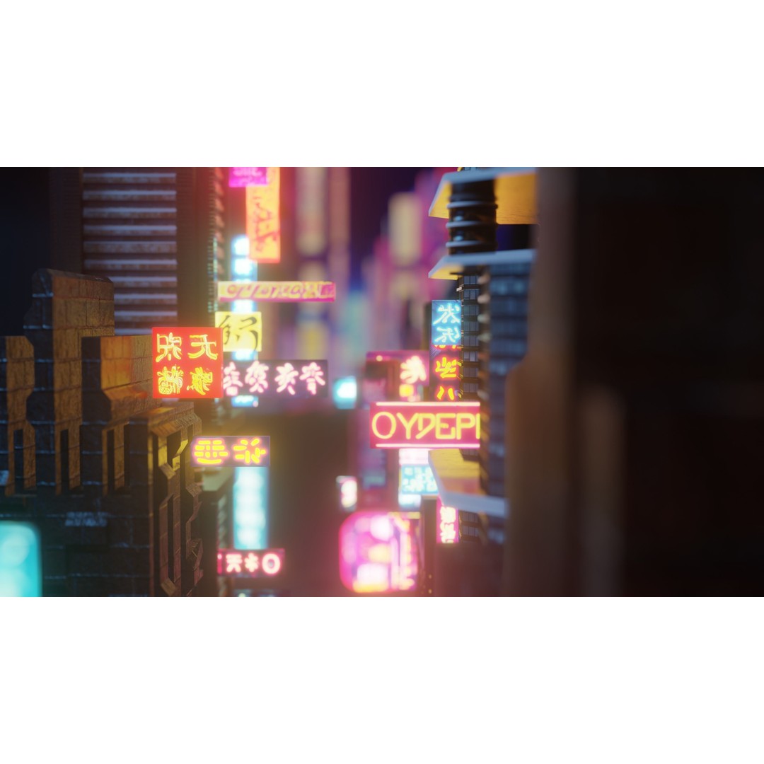 Neon Signs 3D Model – Low Poly Japanese Light Pack, FBX - View 7