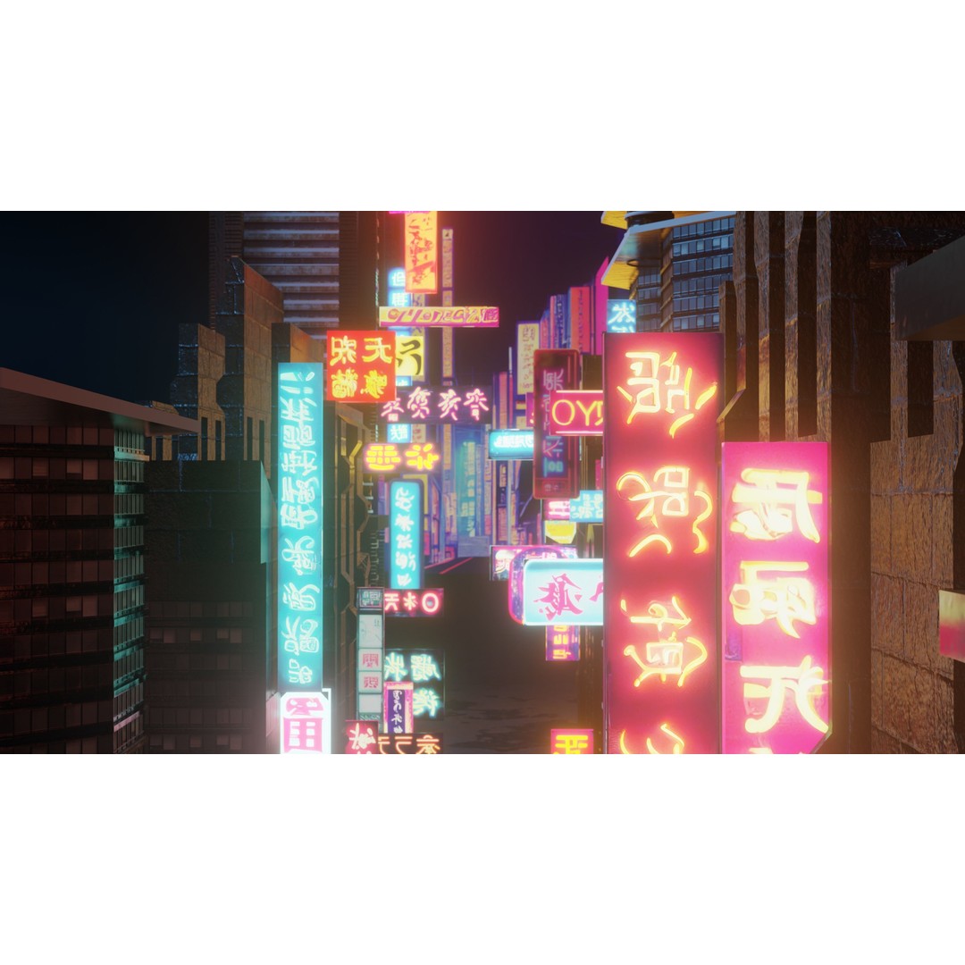 Neon Signs 3D Model – Low Poly Japanese Light Pack, FBX - View 8
