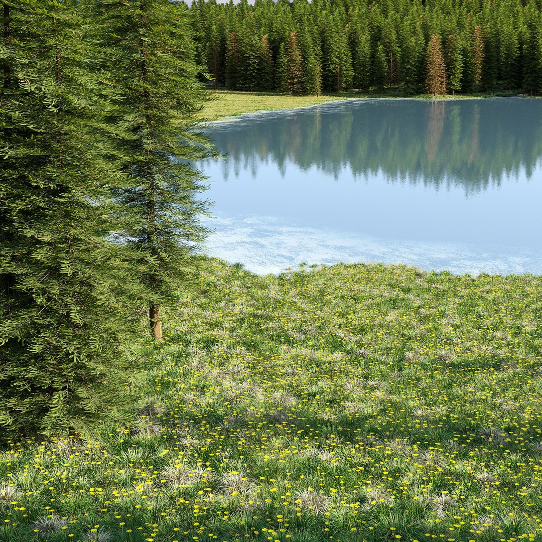 Mountain Landscape 3D Model – High Poly Terrain with Lake, FBX - View 10