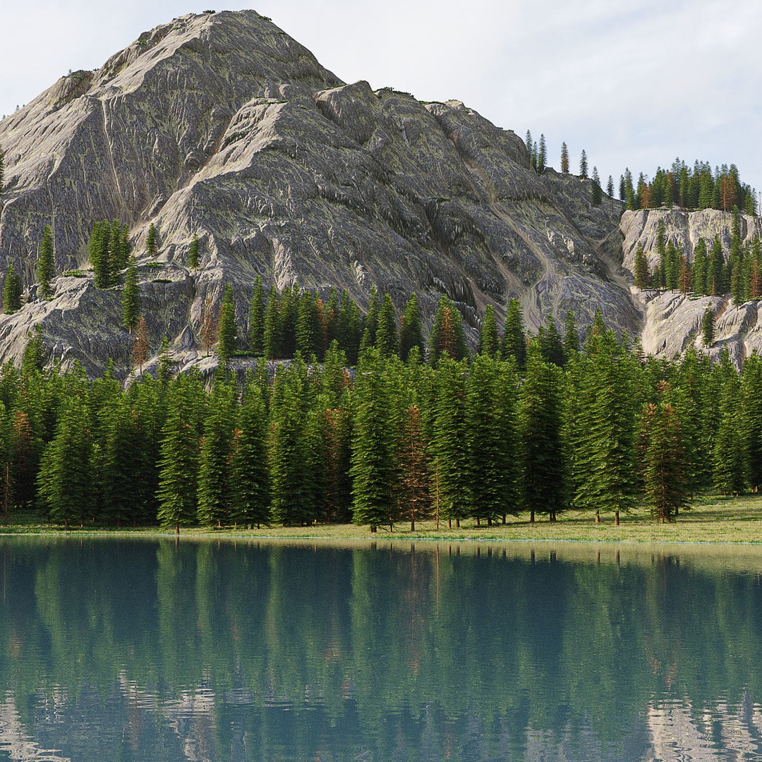 Mountain Landscape 3D Model – High Poly Terrain with Lake, FBX - View 5