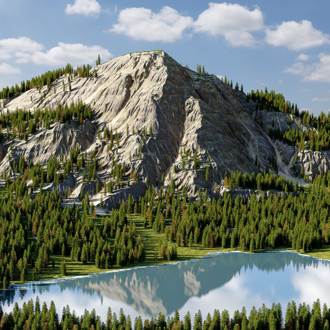 Mountain Landscape 3D Model – High Poly Terrain with Lake, FBX - View 7