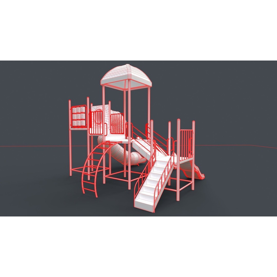 Outdoor Jungle Gym 3D Model – Low Poly PBR Game Asset, FBX