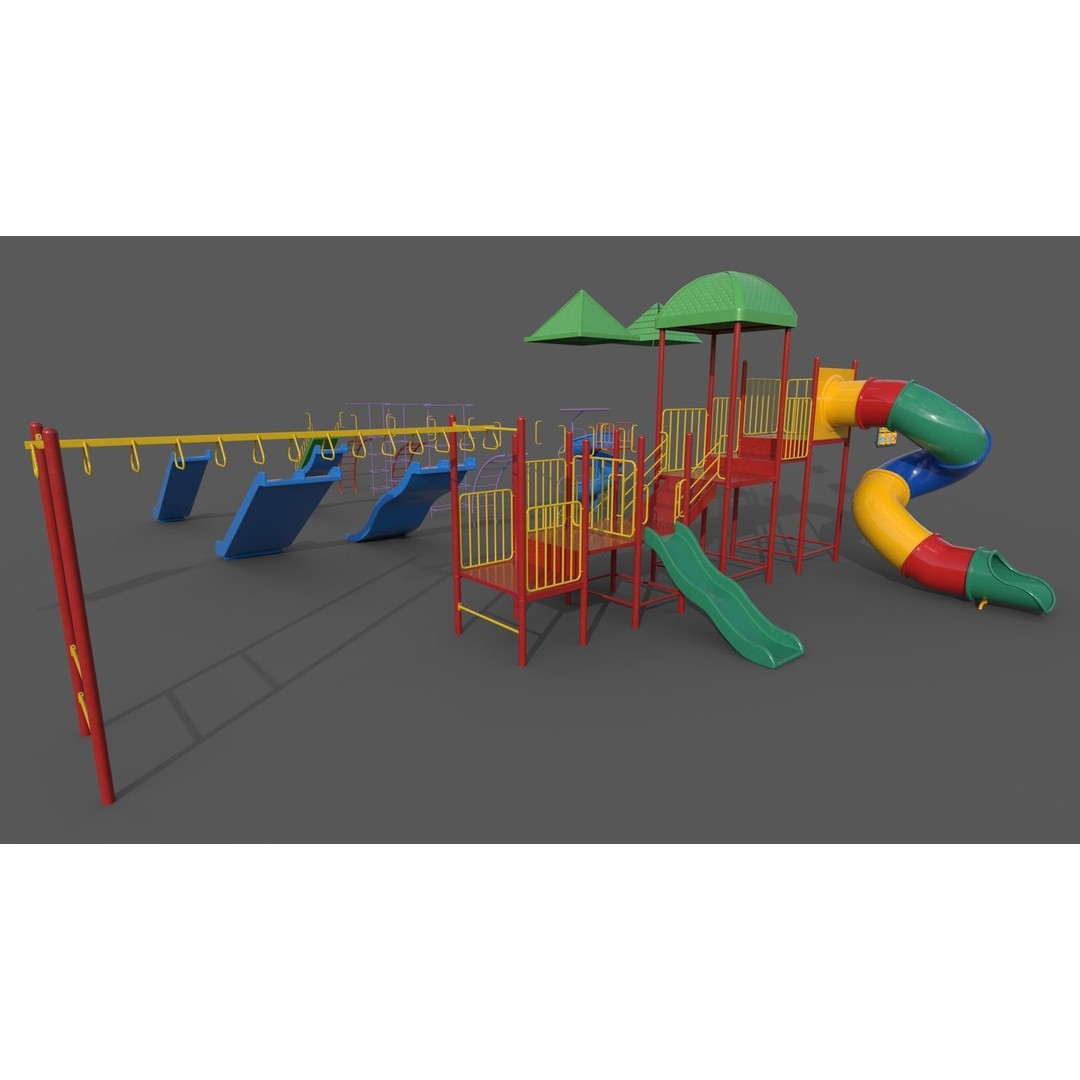 Outdoor Jungle Gym 3D Model – Low Poly PBR Game Asset, FBX - View 3
