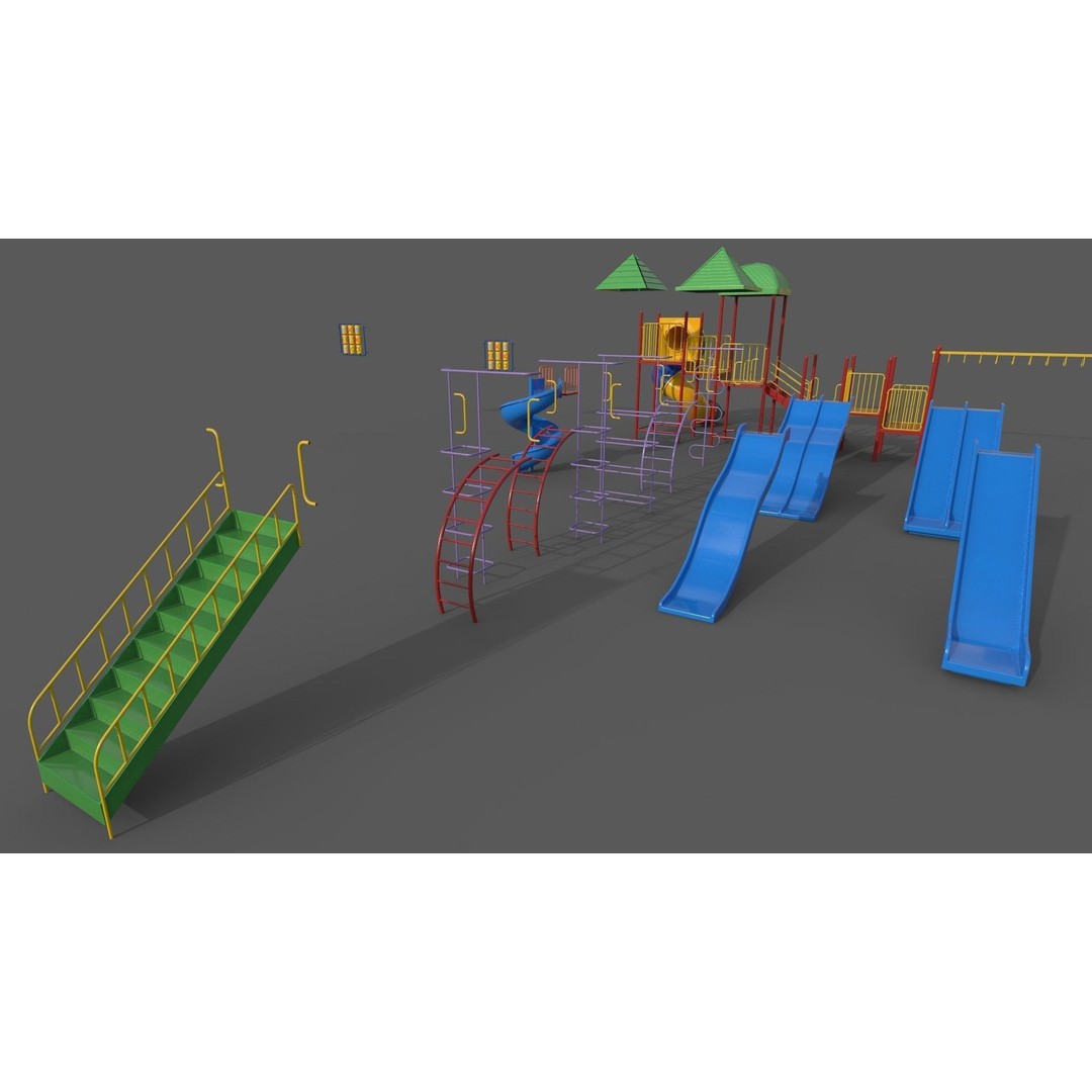 Outdoor Jungle Gym 3D Model – Low Poly PBR Game Asset, FBX - View 6