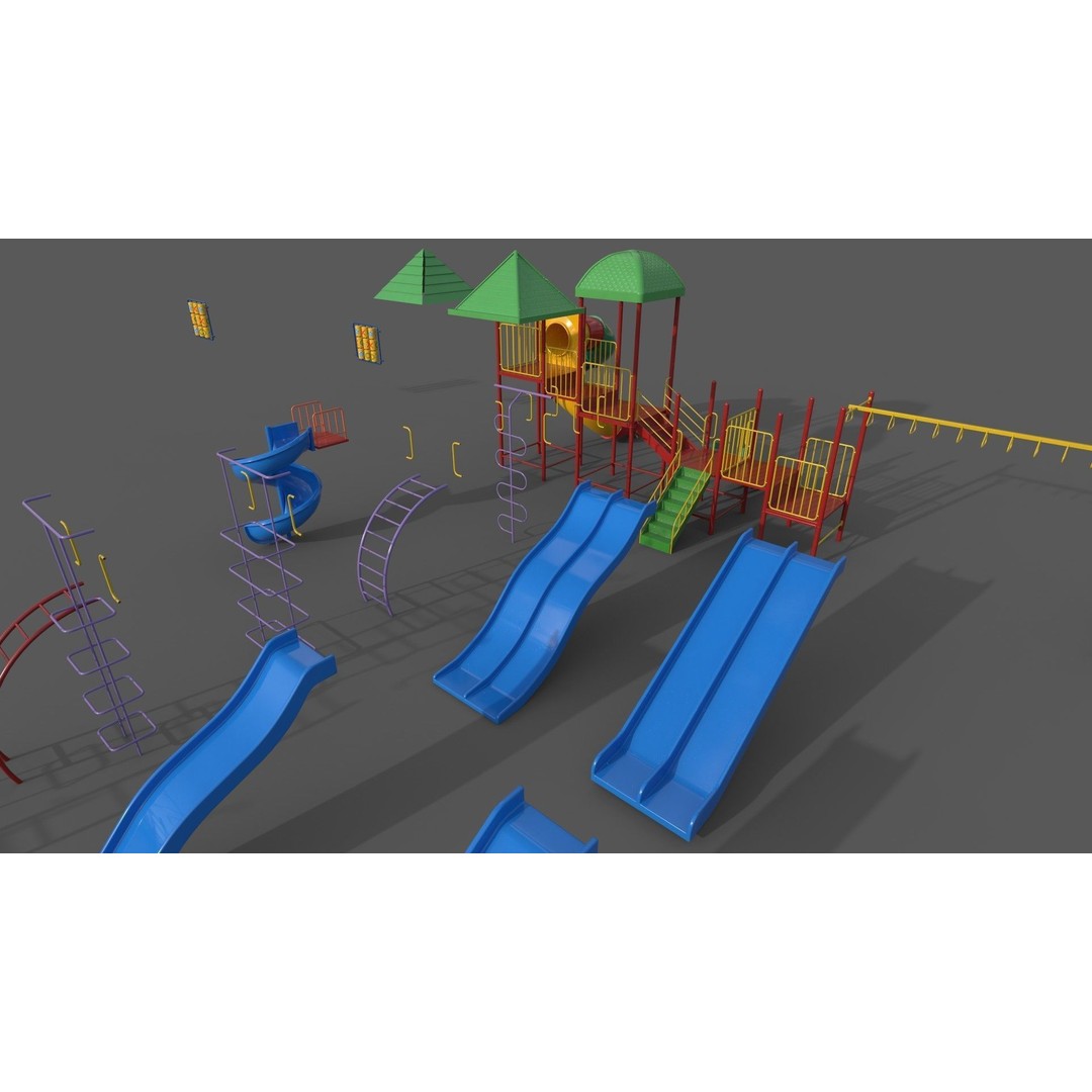 Outdoor Jungle Gym 3D Model – Low Poly PBR Game Asset, FBX - View 7