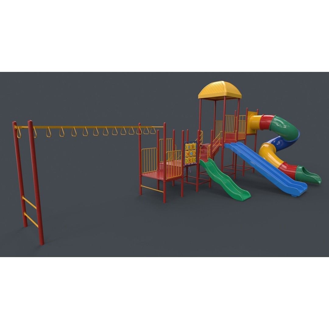 Outdoor Jungle Gym 3D Model – Low Poly PBR Game Asset, FBX - View 9