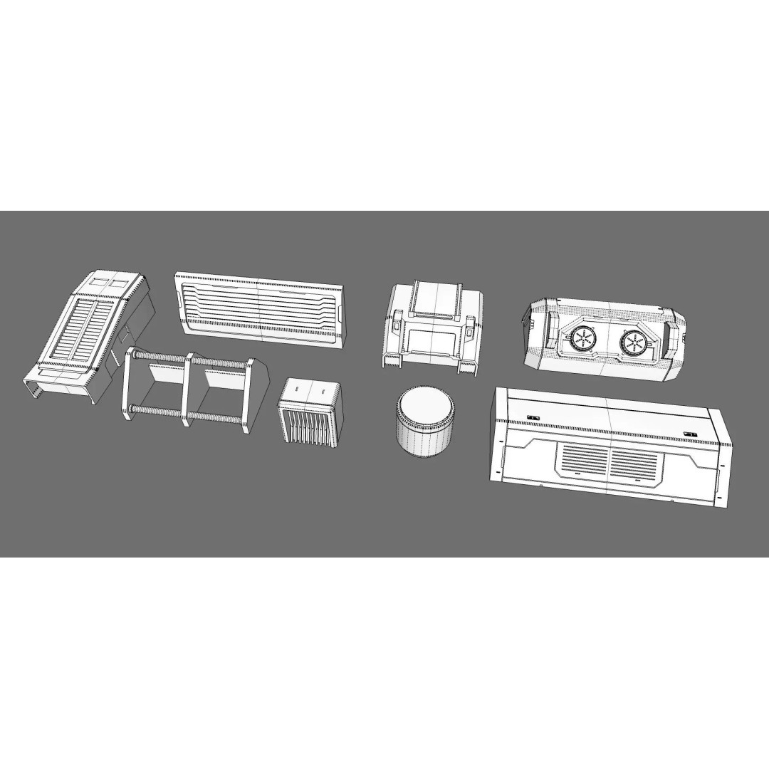 Sci-Fi Trim Sheets 3D Model – High Poly Environment Asset, OBJ, FBX